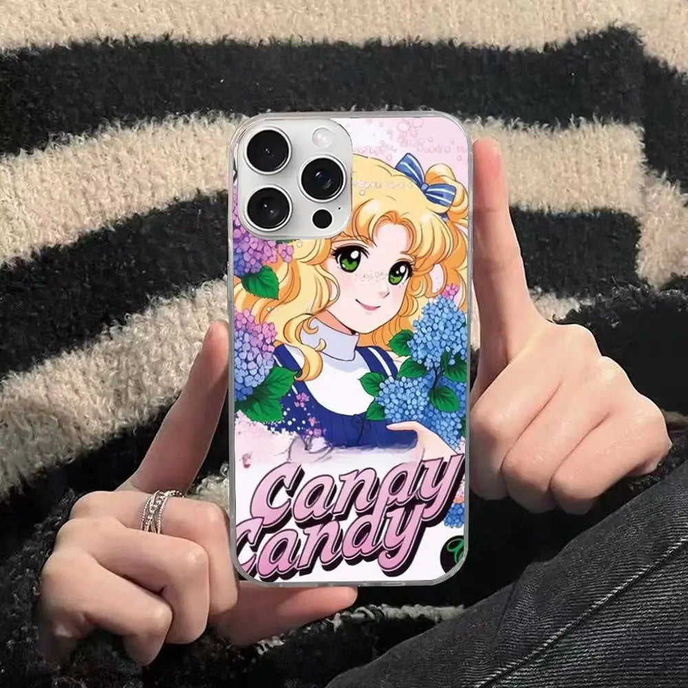C-Candy Candy Anime Phone Case For iPhone 17 Pro Max 16 15 14 13 12 11 Water Ripple Silver Protective Cover