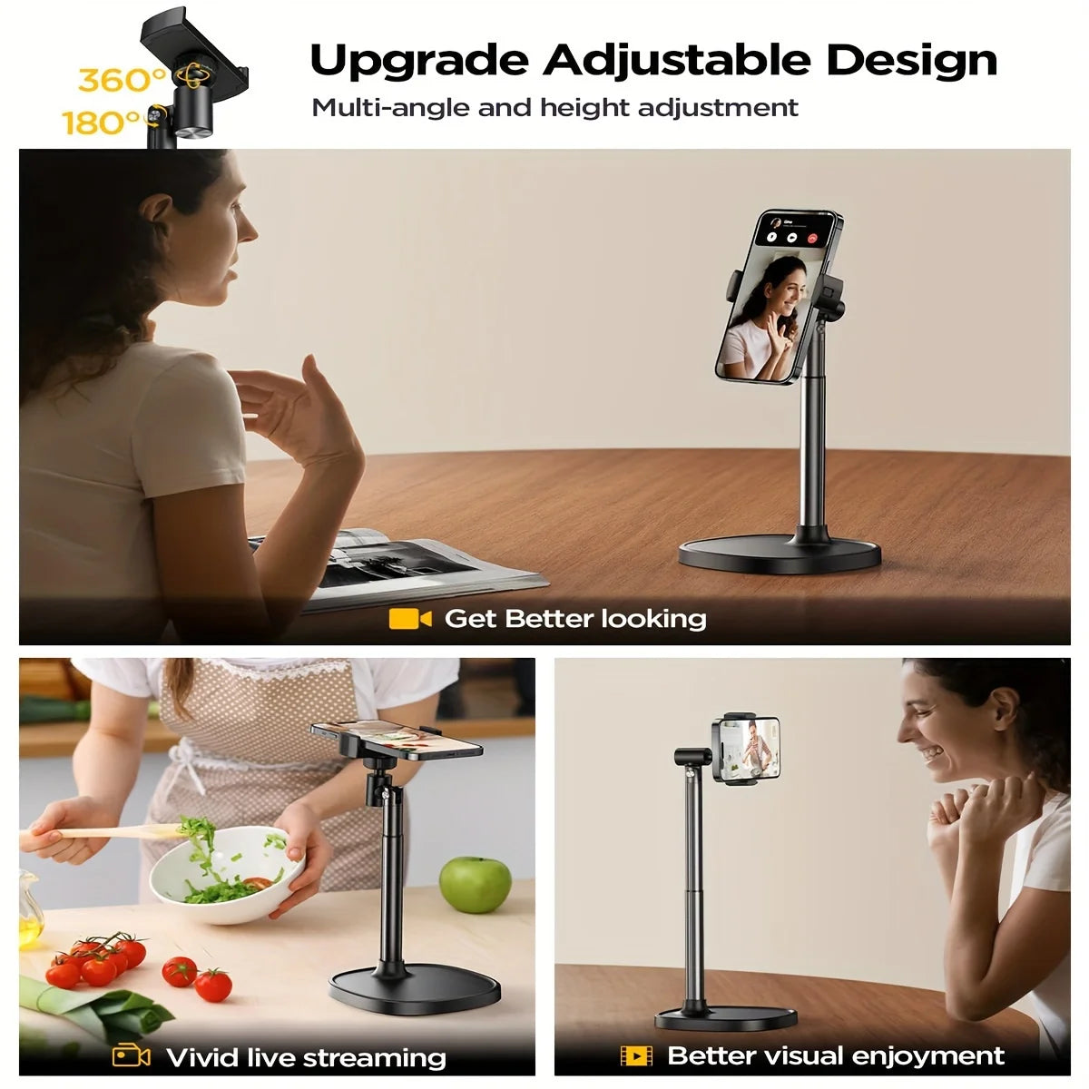 1pc Adjustable Desktop Phone Holder, Live Broadcast Stand for Smartphone, Mobile Bracket for Telefoon Statief Phone Accessories